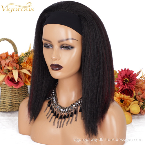613 10a Best Quality Glueless Dropship Vendor Price Curly Yaki Highlight Bug Synthetic Headband Wigs Brazillian For Women